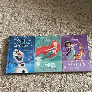 Disney Storybook Collection: Olaf, Ariel, and Jasmine - Blue, Red, Purple Covers